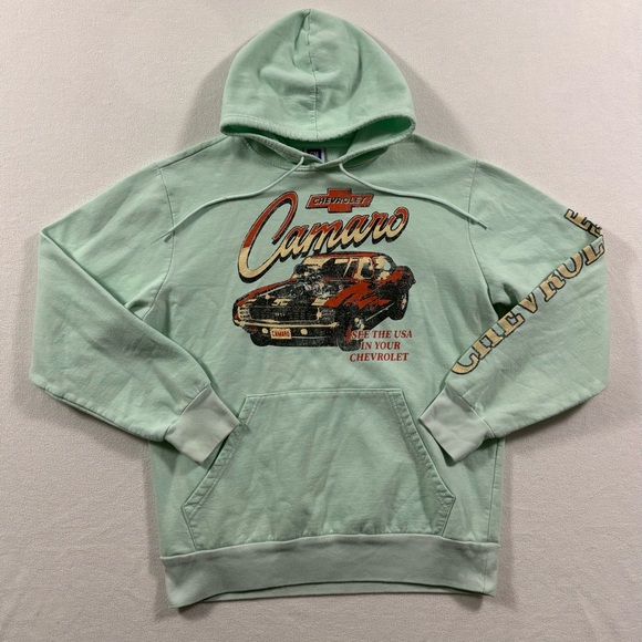 Free Ship (Official Licensed Product) Vintage Chevrolet Camaro Mint Green Hoodie - Picture 3 of 8